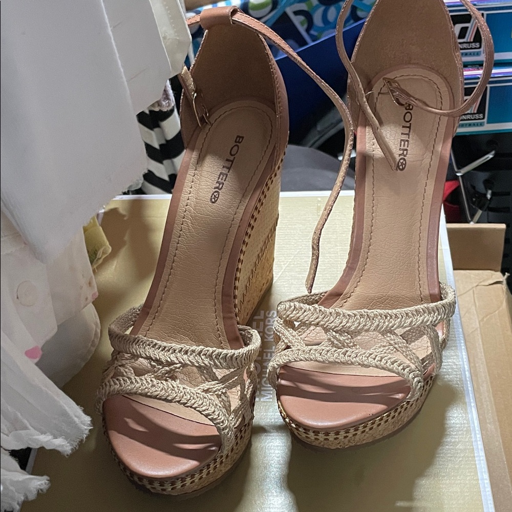 Beige Wedge Sandals